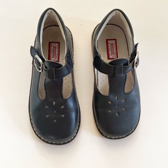 L'Amour Joy Classic Leather Stitch Down T-Strap Mary Jane in Navy - Youth Size 1 - Picture 1 of 5